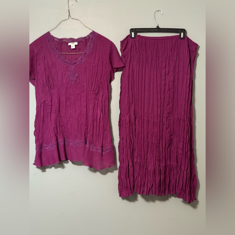 Cato Rich Purple Midi Skirt Set